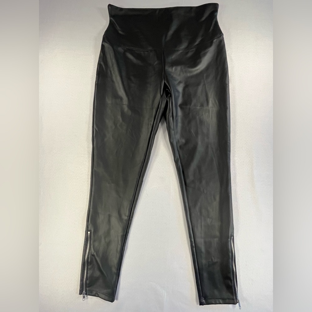 Yummie Faux Leather Shaping Leggings w/Ankle Zippers - Picture 1 of 6